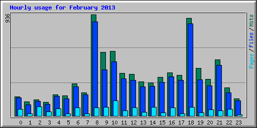 Hourly usage for February 2013